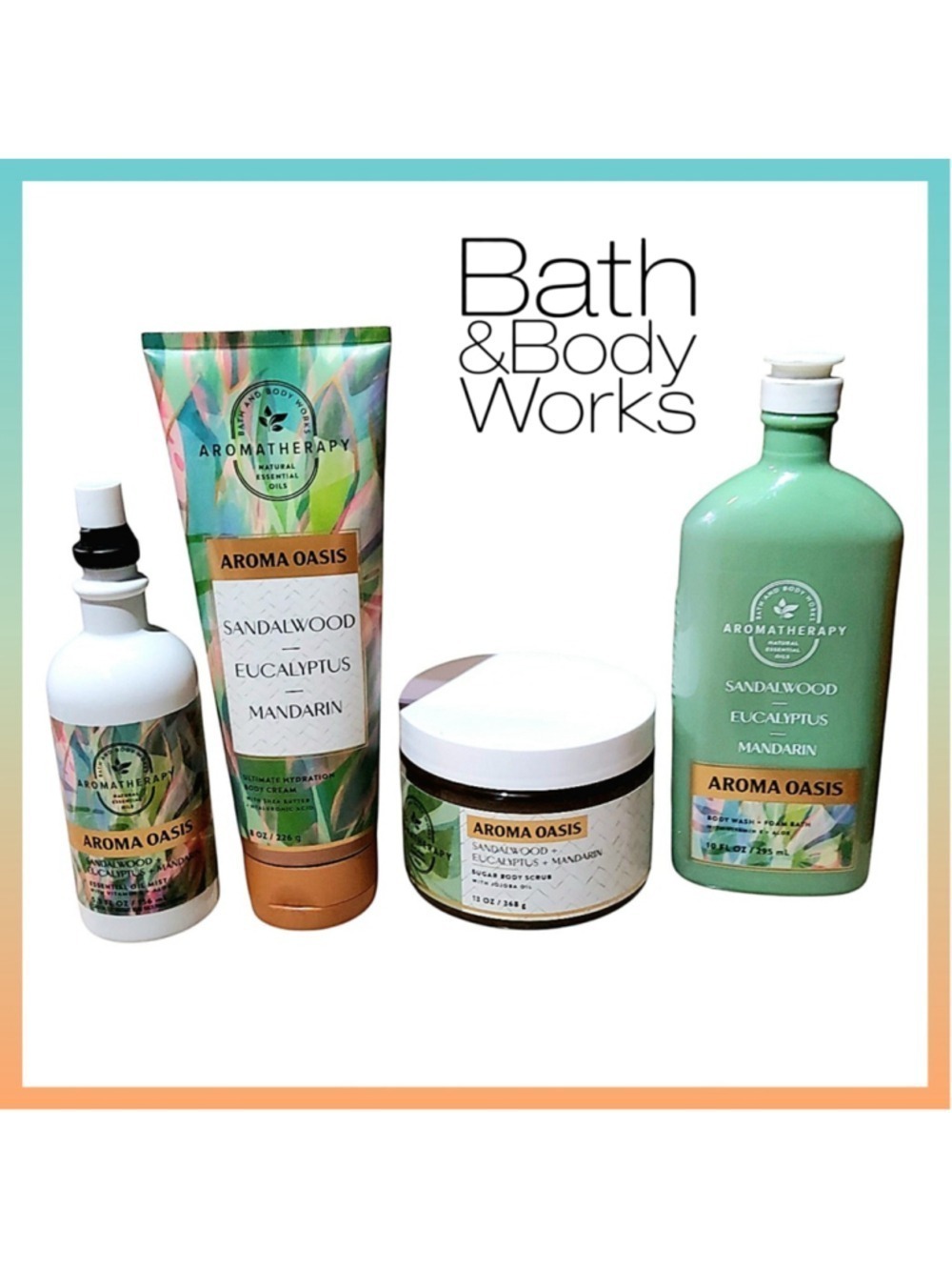 BATH & BODY WORKS AROMATHERAPY AROMA OASIS SANDALWOOD EUCALYPTUS MANDARIN 4 PC